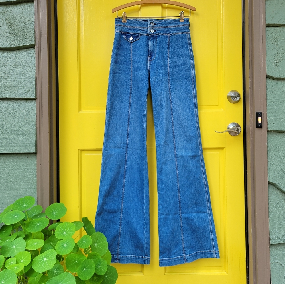 NWT Veronica Beard Ember Wide Leg Jeans Powdered Ocean Wash Size 26